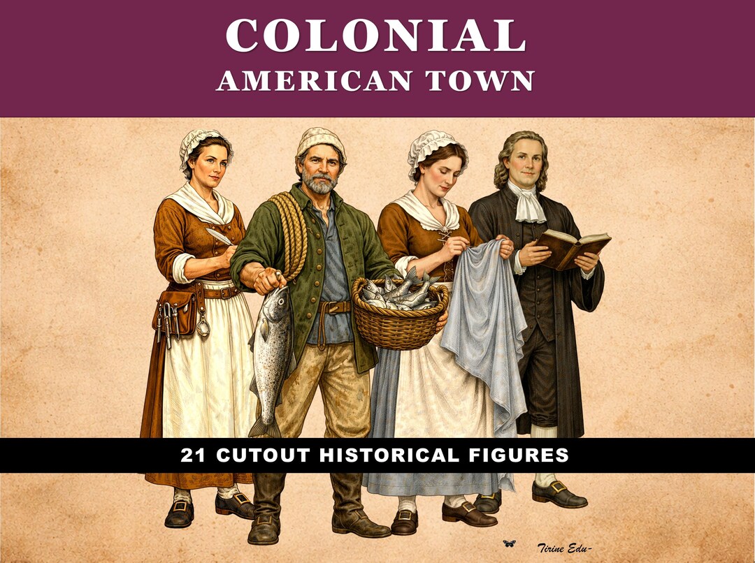 Colonial American Figures — 21 Printable Stand-up Models With Town ...