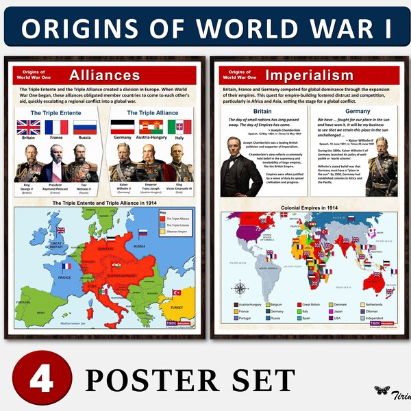 Origins of World War One: History Poster Set, Educational Posters, High School History, Classroom Posters, History Teacher, Printable