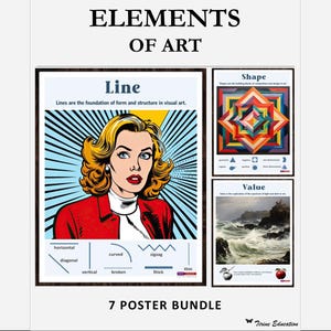 Elements of Art, Poster Bundle, Visual Arts, Middle School Art, High School Art, Artistic Techniques, Wall Art Classroom, Art Teacher Gift