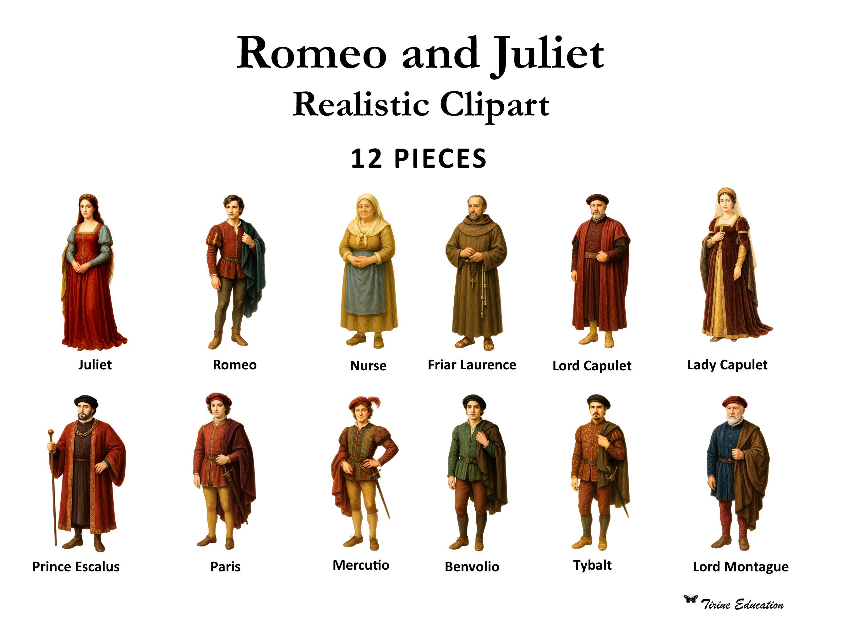 About Romeo Romeo and Juliet Clipart: Realistic Character Illustrations for ...