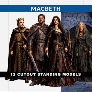 Macbeth Cut-Outs:  Printable Standing Figures, 12 Characters, Shakespeare English Literature Middle High School