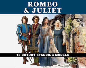 Printable Shakespeare Cut-Outs: Romeo and Juliet Standing Figures, 13 Characters, English Literature Diorama Activity, Middle School