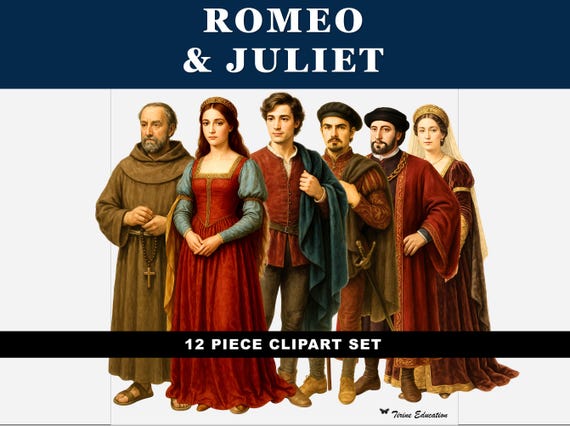 Romeo and Juliet Clipart: Realistic Character Illustrations for Worksheets, PowerPoints and Other Classroom Use
