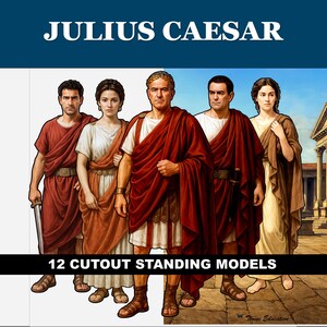 Printable Julius Caesar Cut-Outs:  Standing Figures, 12 Characters, English Literature Classroom Activity, Middle & High School