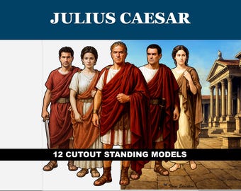 Découpes imprimables de Jules César : personnages debout, 12 personnages, activité de littérature anglaise en classe, collège et lycée