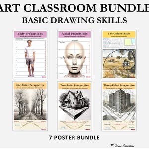Paquete de pósteres para el aula de arte: 23 pósteres de artes visuales, elementos del arte, principios del diseño, teoría del color, círculo cromático, dibujo. Nivel: Secundaria. imagen 4