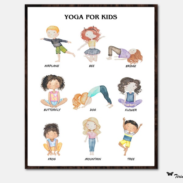 Kids Yoga Printable Classroom Poster, Yoga poses for kids, Yoga poses, Yoga for beginners, Educational Poster, Digital Download