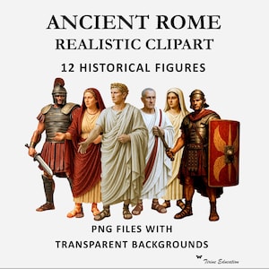 Clipart Rome antique : 12 personnages historiques, ressources pour la classe (PNG, téléchargement numérique)