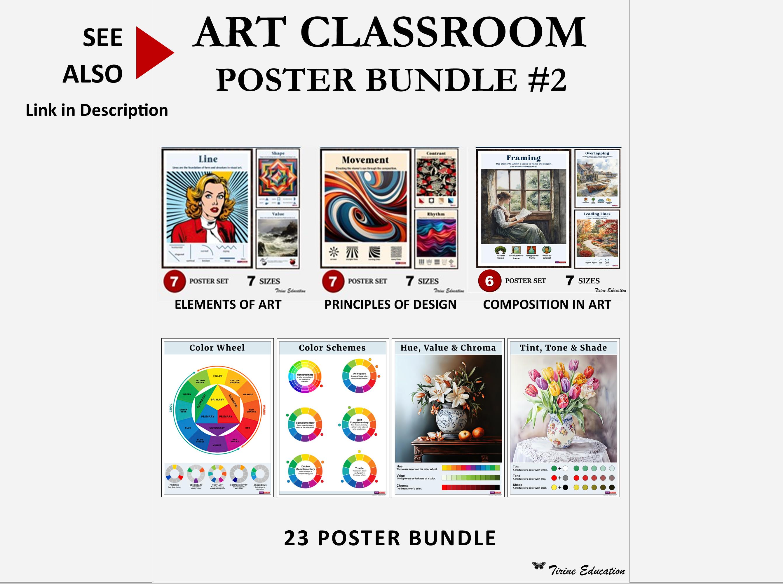 Art Classroom Poster Bundle 23 Visual Arts Posters Elements of Art ...