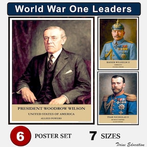 World War One Leaders History Classroom Posters, Realistic Oil Portraits, Printable Classroom Decor, Middle and High School Bulletin Boards