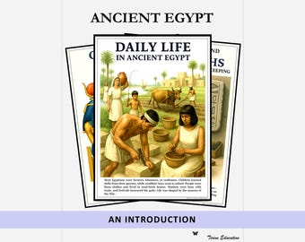 Pósteres de historia para el aula: Introducción al antiguo Egipto, exposición ilustrada para estudiantes de secundaria.