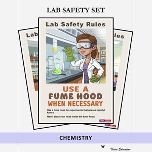 Set di 15 poster sulla sicurezza nei laboratori scientifici: decorazioni per aule STEM per scuole medie e superiori