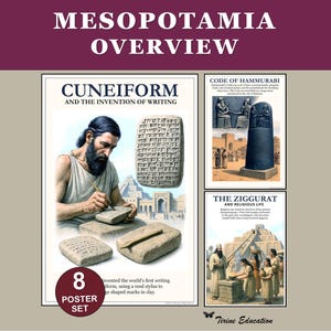 Mesopotamia Posters: World History Classroom Decor Ancient Civilisations Cuneiform Writing Ziggurat Code of  Hammurabi Grades 6-8