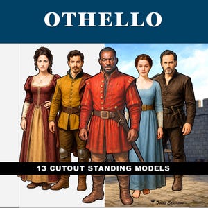 Printable Othello Cut-Outs:  Standing Figures, 13 Characters, Shakespeare English Literature Diorama Activity, Middle & High School