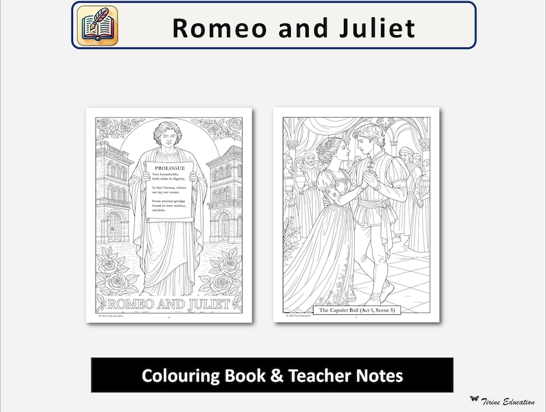 Romeo and Juliet Coloring Book – Printable PDF, A4 & US Letter – 10 ...