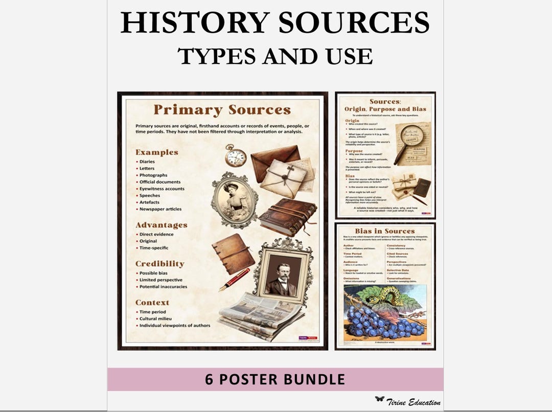 History Sources Poster Bundle: Primary, Secondary, Tertiary (digital ...