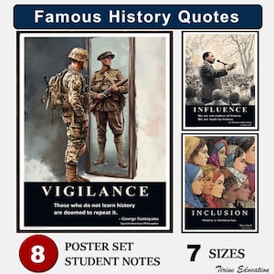 History Classroom Posters, Famous History Quotes, Printable Classroom Decor for Middle or High School Bulletin Board, Social Studies
