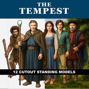 Printable The Tempest Cut-Outs:  Standing Figures, 12 Characters, English Literature Diorama Activity, Middle & High School