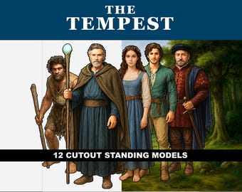 Découpes imprimables La tempête : personnages debout, 12 personnages, activité diorama littérature anglaise, collège et lycée