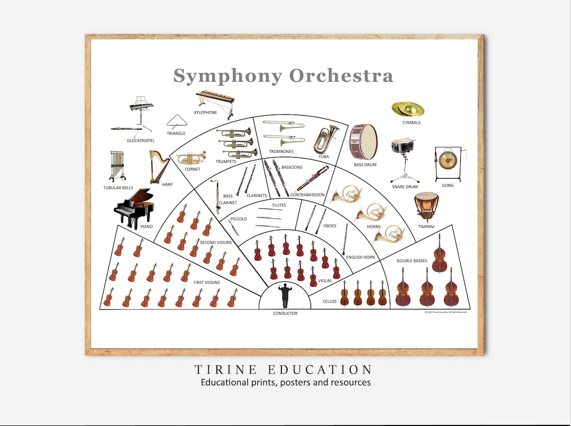 Symphony Orchestra Layout, Printable Classroom Music Poster