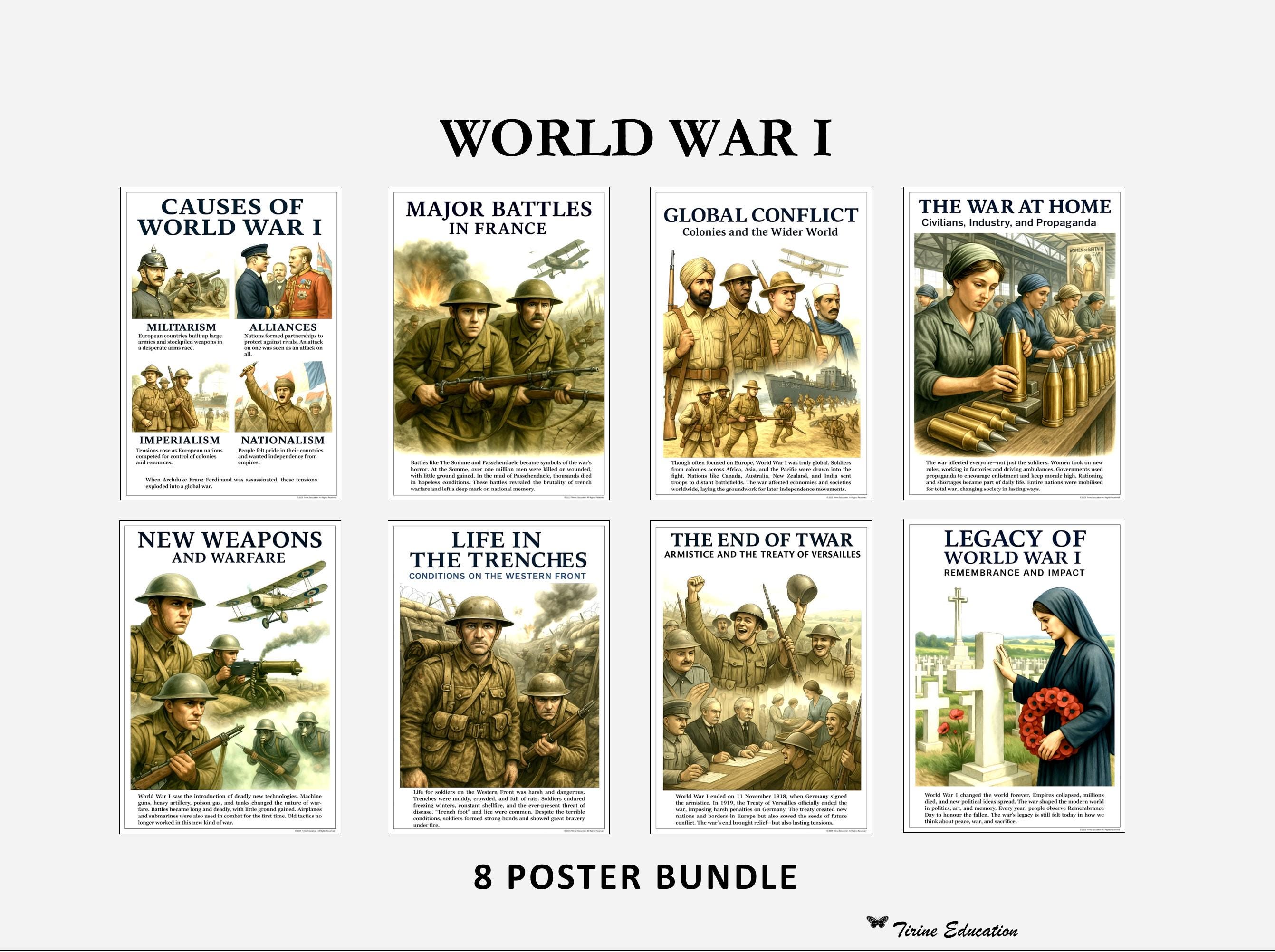 World War One Overview Posters: World History Classroom Decor Causes ...