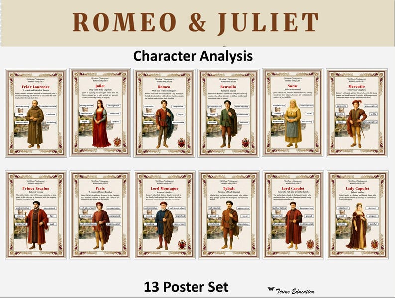 Romeo and Juliet Bundle — Character Posters, Cut Out Figures, SEL Unit ...