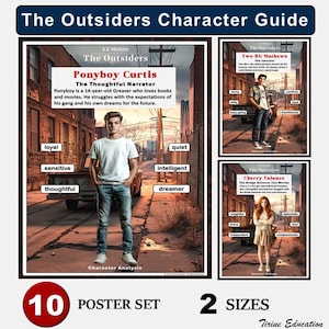 The Outsiders Character Posters: English Classroom Decor (Digital Download A3/Tabloid Size JPEGs)