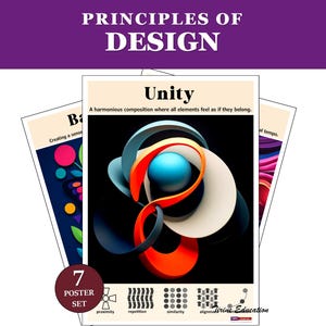 Principles of Design Posters: Balance, Kontrast, Betonung, Bewegung, Muster, Rhythmus, Einheit (Digitaler Download)
