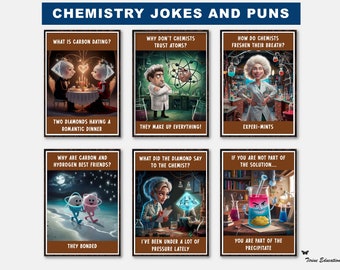 Chemistry Jokes and Puns Posters, Science Wall Art, Humorous Wall Art, Classroom decor, Middle School, High School Science, Classroom Sign