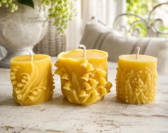 Juego de velas de cera de abeja Wandering Lily / Velas de cera de abeja totalmente naturales / Velas cilíndricas / Lindas flores de campana / Decorativas / Para exteriores / Naturaleza / Juego de jardín