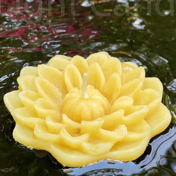 Exquisite Flower Floating Beeswax Candle / Made with 100% Natural Beeswax / Handmade in USA / Wedding Event / Party / Love / Floats in Water