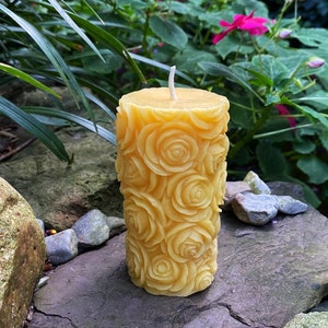 Pilier rose en cire d&#39;abeille / Bougies en cire d&#39;abeille fleurs / Déco / Cadeau pour la fête des Mères / Saint-Valentin / 100 % naturel / Épouse / Maman / Ami