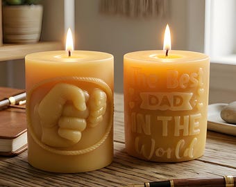 Best Dad in the World Beeswax Candle Fathers Day Gift Natural Handmade in Pennsylvania Cotton Wick Papa Birthday Christmas Present Cute Idea