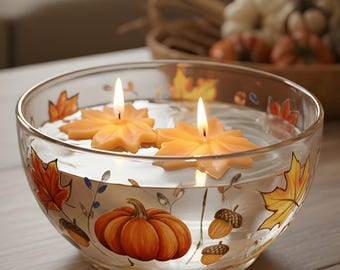 Maple Leaf Floating Beeswax Candles Handmade Autumn Decor Birdbath Centerpiece Harvest Wedding Gift Set