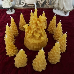 Teddy Bear Christmas Tree Beeswax Candles / 100% All Natural Bees Wax / Teddies Candle Set with Trees / Holiday Season / Gift Present Xmas
