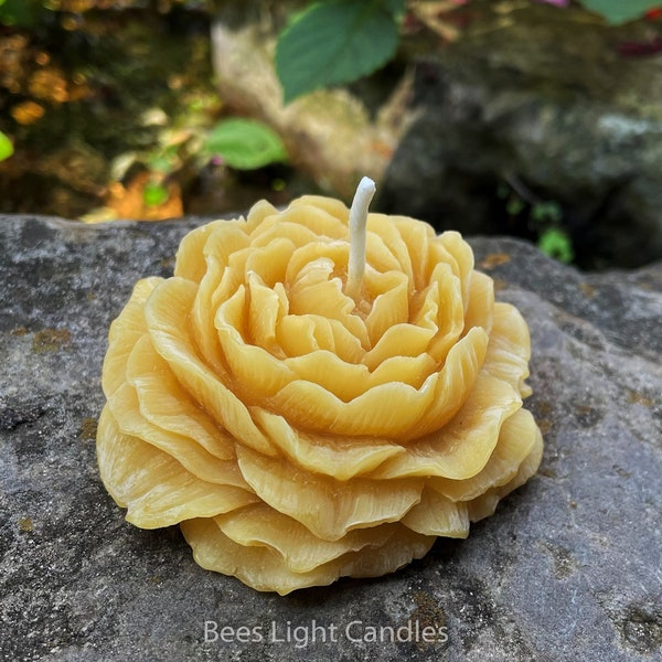 Peony Flower Beeswax Candle / 100% All Natural Bees Wax / Handmade in USA / Floral Candles / Cute Gift / Grandmother / Mother / Girlfriend