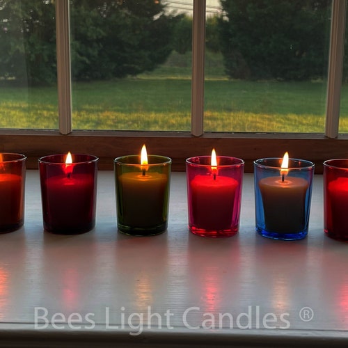 Colored Glass Votive Holders / With or Without Beeswax Candles Etsy