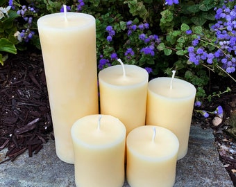 WHITE BEESWAX PILLAR Candles / Pure Natural Bees Wax / Centerpiece / Clean Burning with Cotton Wicks / Allergy Friendly Purifying Unscented