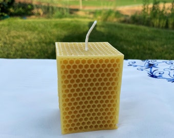 Honeycomb Beeswax Square Pillar Candle / 100% Natural Bees Wax Honey Comb Candles / Allergy Friendly / Box Shape / Modern Cube Design / Cube