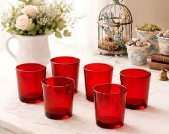 Red Glass Votive Candle Holder Optional USA Beeswax Votives Romantic Table Decor Wedding Centerpiece Colored Container Votive Cup Lighting