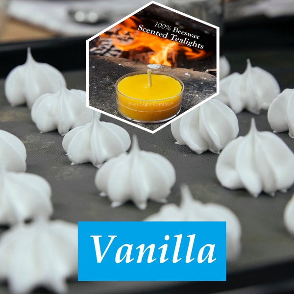 Vanilla Scented Beeswax Tealight Candles / Made with All Natural Beeswax / Vanilla Bean Candle / Fresh Scent / Tea Light / Small Container