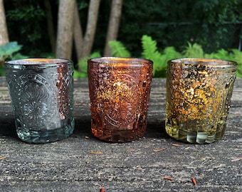 Designer Mercury Candle Holders / With or without Beeswax Candles / Containers / Votive / Tealight Compatible / Rose / Gold / Silver / New