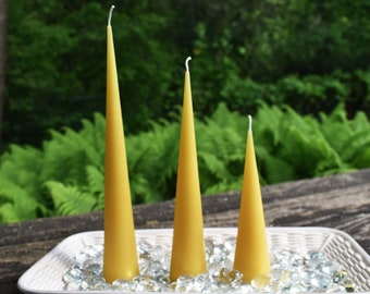Pure Beeswax Candle Cone Set / 100% Natural Bees Wax Candles / Handmade in USA / Modern Designer Look / Honey Scent / Tabletop / Centerpiece