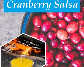 Cranberry Salsa Scented Beeswax Tealight Candles / Made with 100% All Natural Bees Wax / Cotton wicks / Fall Scent / Autumn / House Warming