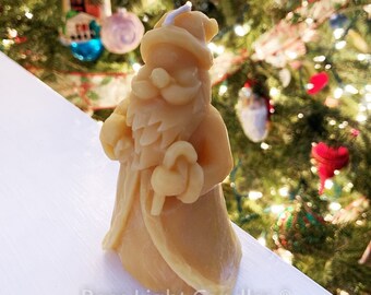 Santa Claus Beeswax Pillar Candle / 100% All Natural Bees Wax / Saint Nick / Saint Nicholas / Father Christmas / Kris Kringle / Sinterklaas