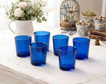 Blue Glass Votive Candle Holder Optional USA Beeswax Votives Romantic Table Decor Wedding Centerpiece Colored Container Votive Cup Lighting