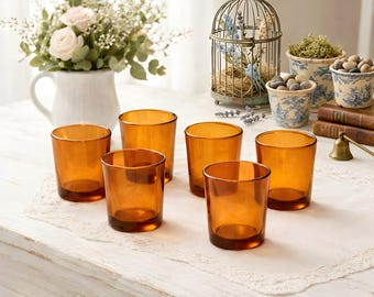 Amber Glass Votive Candle Holder Optional USA Beeswax Votives Romantic Table Decor Wedding Centerpiece Colored Container Votive Cup Lighting