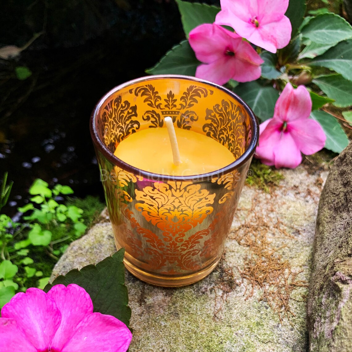 Glass Votive Candle Holder / With or Without Beeswax Candles / Etsy