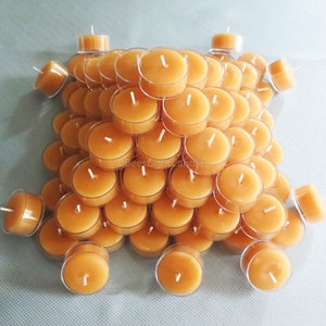 Tealight Beeswax Candles Three Dozen 100% Natural / Handcrafted in USA / Tea Lights / Wedding / Event / Party / Prayer / Candle Pack of 36