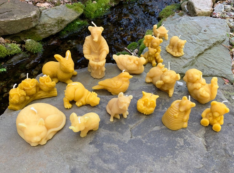Beeswax Animal Candles 100% Pure Natural Bees Wax Handcrafted In USA / Gift / Spring / Summer / Fall / Party / Cute Wild Creature Collection image 1
